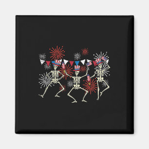 4 juli Dancing Skeletons Funny Patriotic Manar Magnet