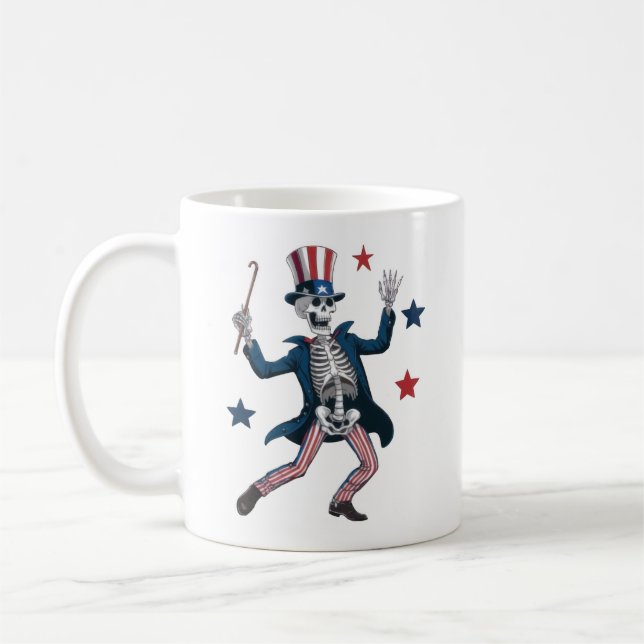4 juli dansande skelett kaffemugg (Vänster)