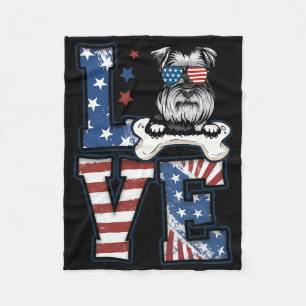 4 juli Decor Patriotic Kärlek Schnauzer Hund Usa Fleecefilt
