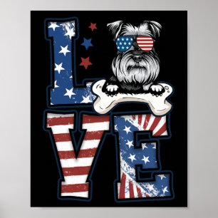 4 juli Decor Patriotic Kärlek Schnauzer Hund Usa Poster