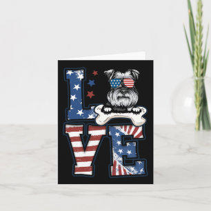 4 juli-dekoration Patriotisk kärlek Schnauzer Hund Kort