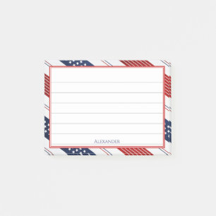 4 juli Diagonala stjärnor och Rand Mönster Post-it Block