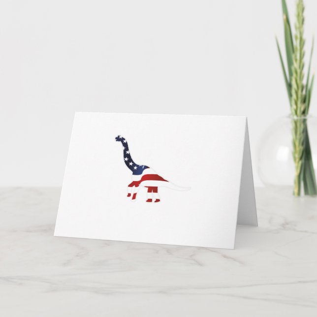 4 juli Dinosaur American Flagga Funny Gift Kort (Framsida)