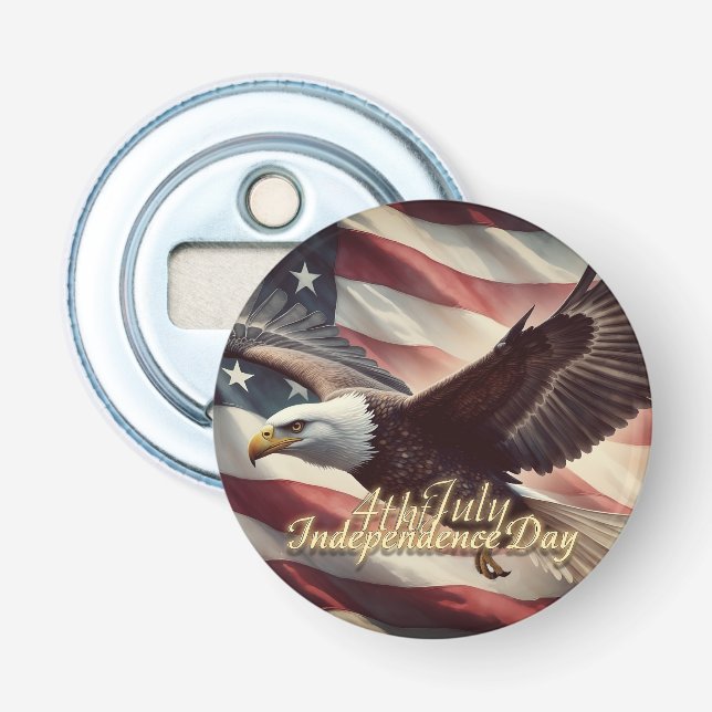 4 juli Eagle med amerikansk Flagga Flasköppnare (Framsidan)