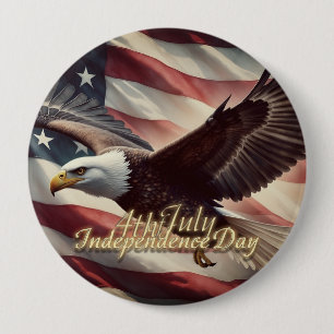 4 juli Eagle med amerikansk Flagga Knapp