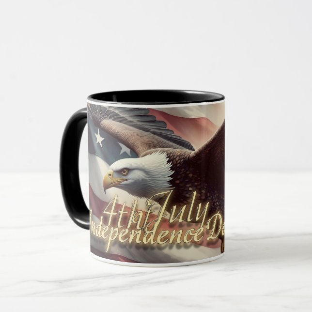 4 juli Eagle med amerikansk Flagga Mugg (Framsida vänster)