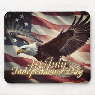 4 juli Eagle med amerikansk Flagga Musmatta