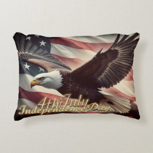 4 juli Eagle med amerikansk Flagga Prydnadskudde