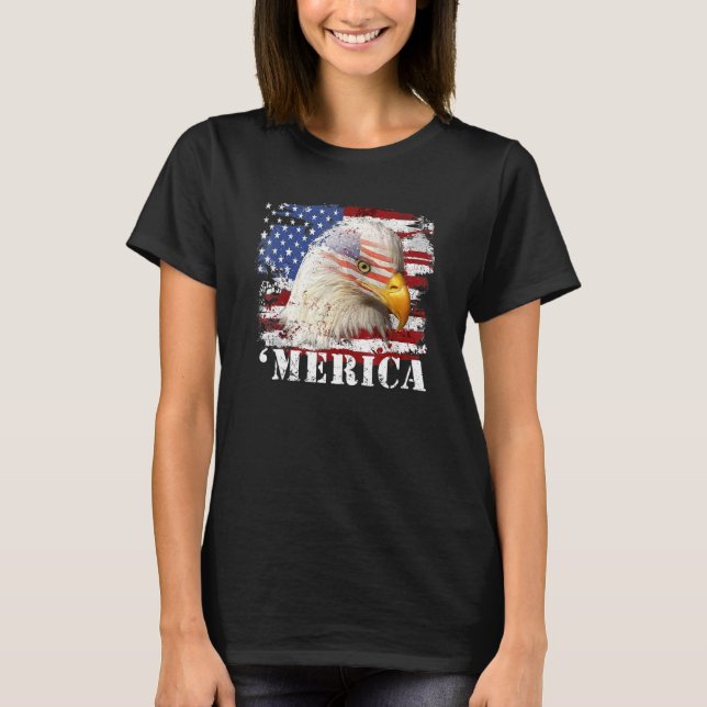 4 juli Eagle 'merica America Independence day Pa T Shirt (Framsida)