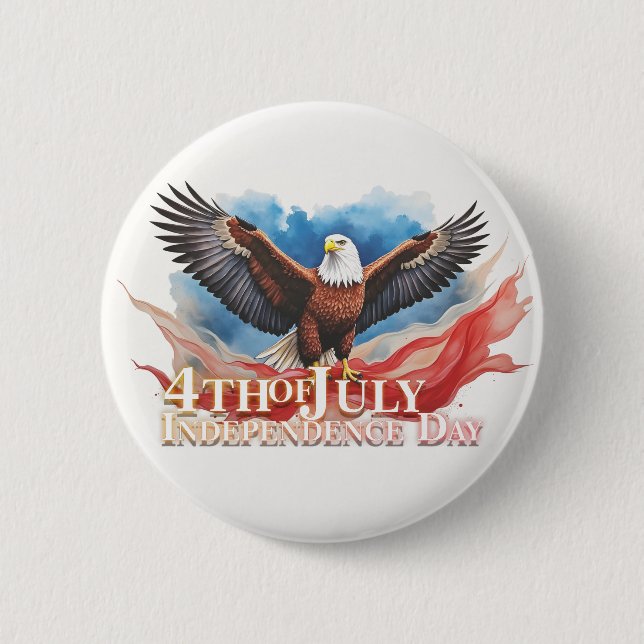 4 juli Eagle - Patriotic Art Design Knapp (Framsida)