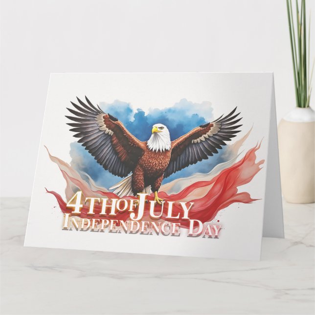4 juli Eagle - Patriotic Art Design Kort (Framsida)