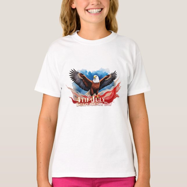 4 juli Eagle - Patriotic Art Design T Shirt (Framsida)
