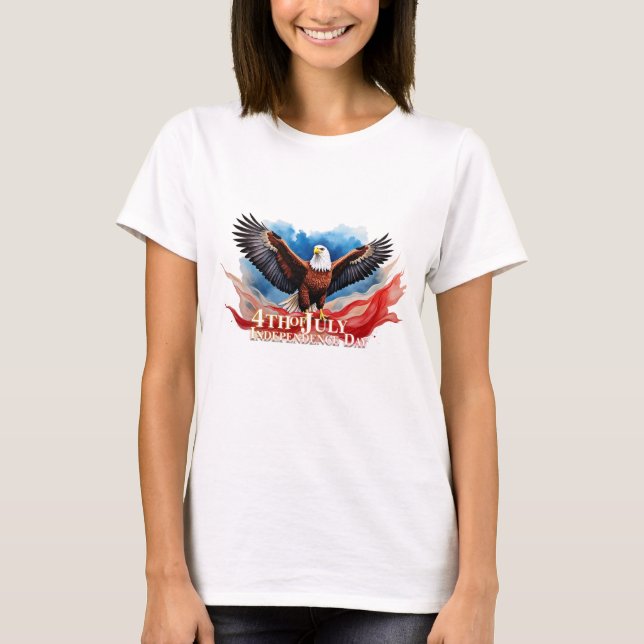 4 juli Eagle - Patriotic Art Design T Shirt (Framsida)