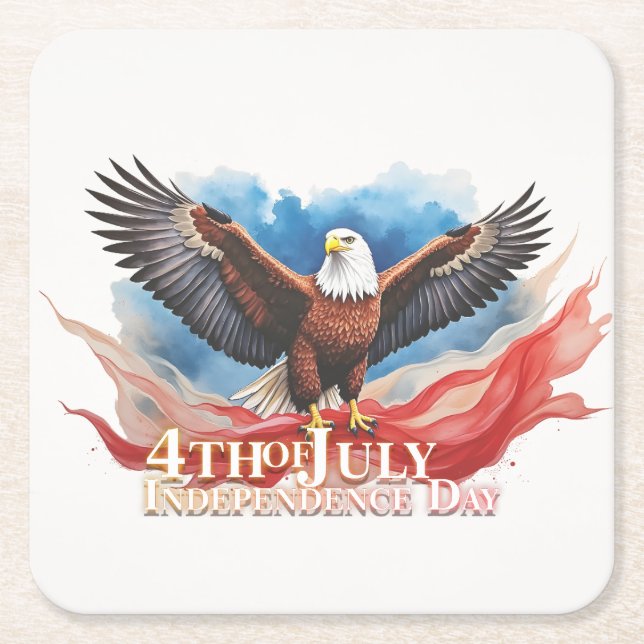 4 juli Eagle - Patriotic Art Design Underlägg Papper Kvadrat (Framsidan)