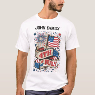 4 juli. Familj T-Shirt för oberoende dag