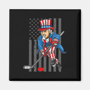 4 juli: Farbror Sam Ice Hockey Boys American Fla Magnet