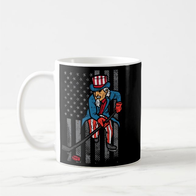 4 juli Farbror Sam ishockey Flagga Amerika Män Kaffemugg (Vänster)