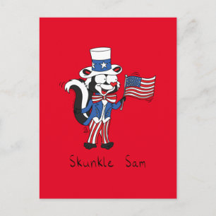 4 juli: farbror Sam Skunk Funny Vykort