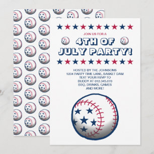 4 juli-fest Baseball Inbjudningar