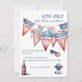 4 juli Fest BBQ-inbjudan Akvarell Inbjudningar