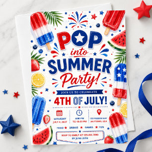 4 juli-fest Fyllig sommar BBQ Självständighetsdage Inbjudningar