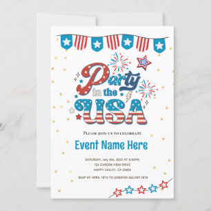 4 juli-fest i USA Amerikansk stämning Inbjudan