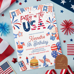 4 juli-fest i USA patriotisk födelsedag Inbjudningar