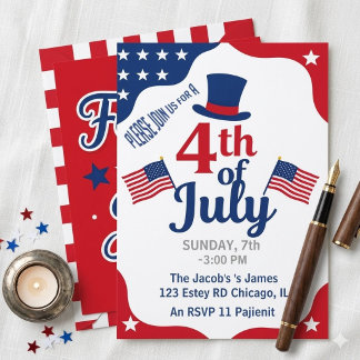 4 juli-fest Inbjudan Patriotisk amerikansk flagga