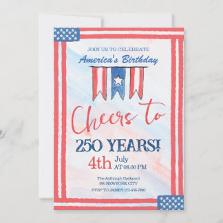 4 juli-fest Invitation: Amerikansk Flagg Invitatio Inbjudningar