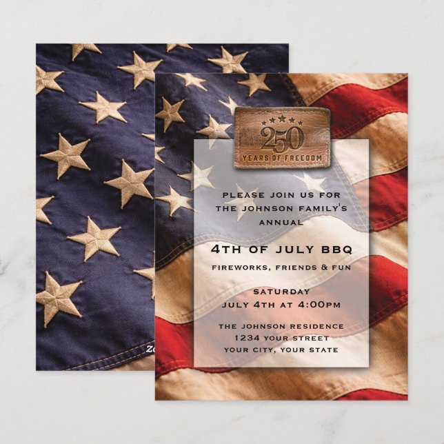 4 juli-fest Invitation USA 250 år Julkort (Fram/baksida)