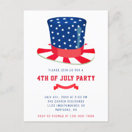 4 juli fest Patriotisk grillfest Röd Vit Blå Vykort