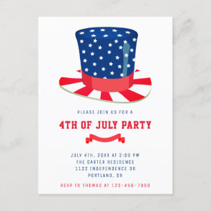4 juli fest Patriotisk grillfest Röd Vit Blå Vykort