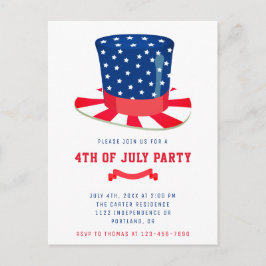 4 juli fest Patriotisk grillfest Röd Vit Blå Vykort