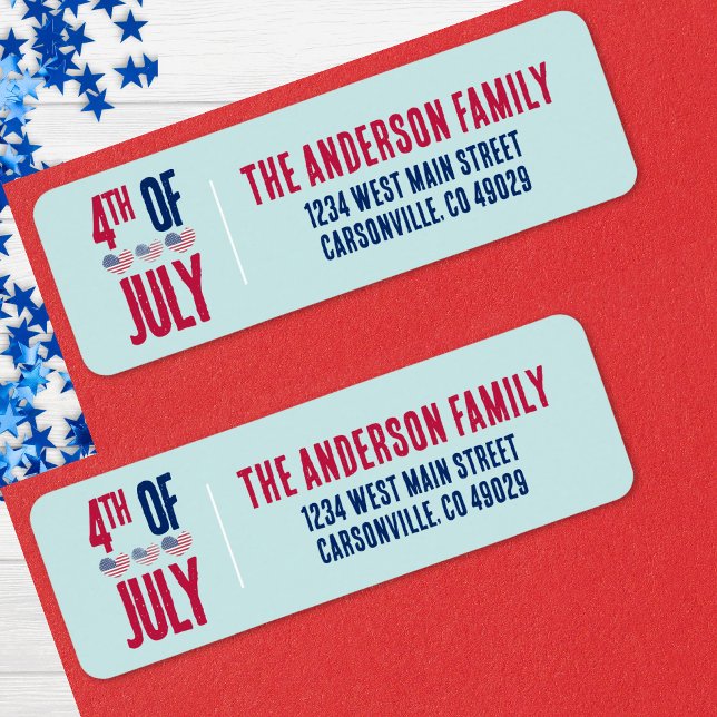 4 juli-fest Returadress Etikett (4th Of July Party Return Address label)