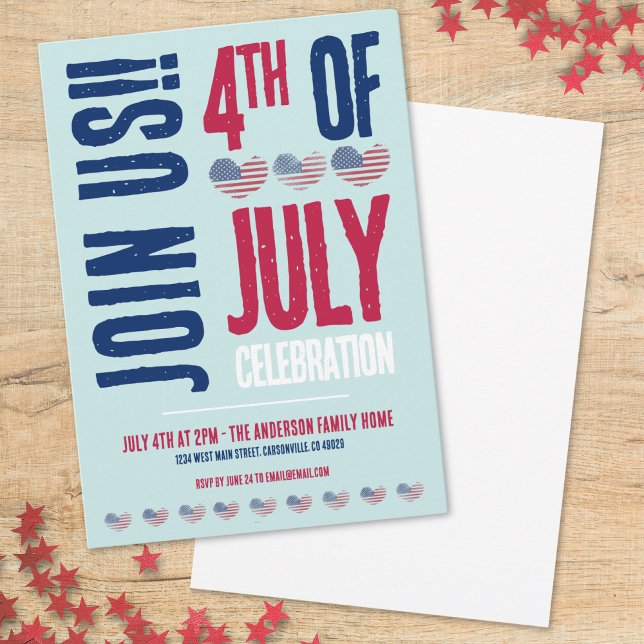 4 juli-fest Röd Vit Blå Patriotisk Inbjudningar (4th Of July Party Red White Blue Patriotic Invitation)