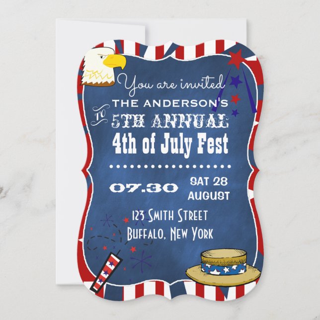 4 juli-fest Tavleställning Party Inbjudningar (Framsida)