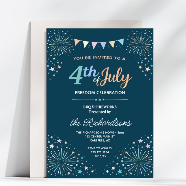 4 juli Festiv Familj BBQ-fest Inbjudningar (Skapare uppladdad)