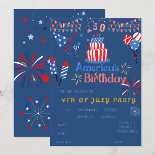 4 juli-festlig inbjudan – Amerikas 250-årsdag