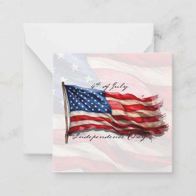 4 juli – Fira med USA:s flagga Anteckningskort (Framsida)