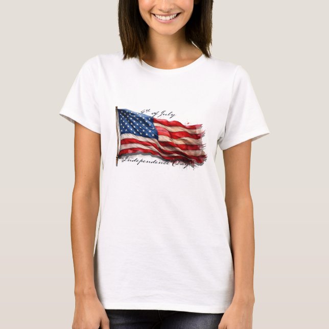 4 juli – Fira med USA:s flagga T Shirt (Framsida)