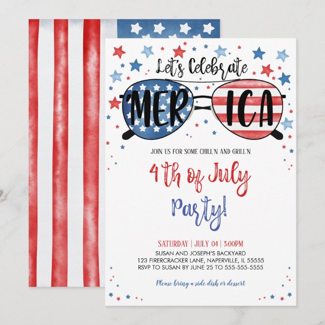 4 juli Firande Inbjudningar (Fram/baksida)