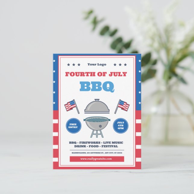 4 juli Firande, Independence day Vykort (Stående Fram)