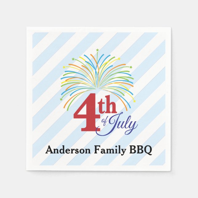 4 juli Fireworks | Barbeque-familjen Pappersservett (Framsidan)