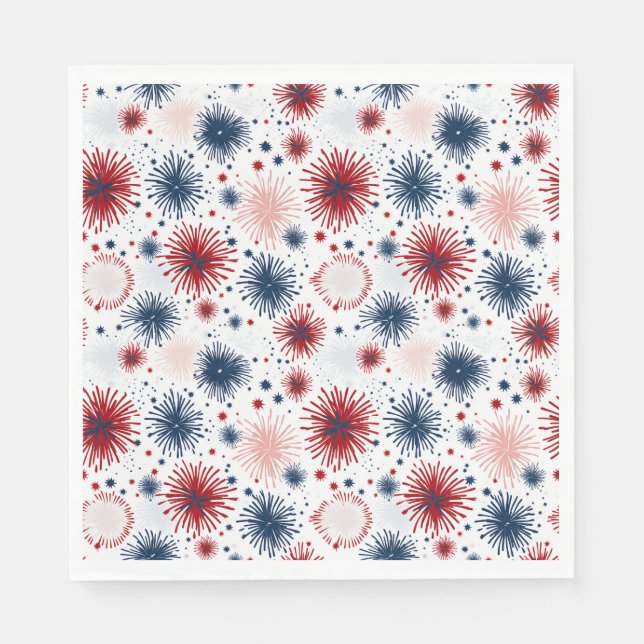 4 juli Fireworks Napkins Pappersservett (Framsidan)