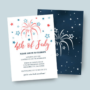4 juli Fireworks Stars Party Inbjudningar