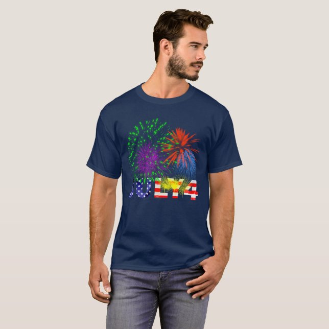 4 juli Fireworks T Shirt (Hel framsida)