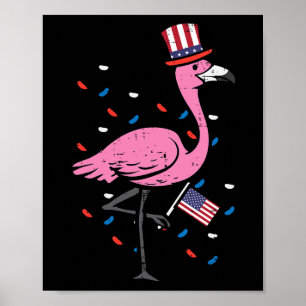 4 juli Flamingo Us Flagga Bird Patriotic Women Gir Poster