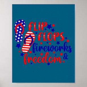 4 juli flip flops fyrverkerier &amp; frihet poster