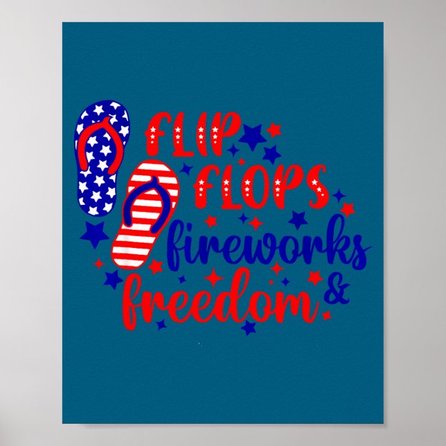4 juli flip flops fyrverkerier &amp; frihet poster (Framsidan)