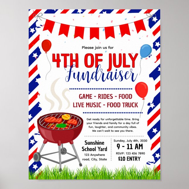 4 juli Flygbladsmall Poster (Framsidan)